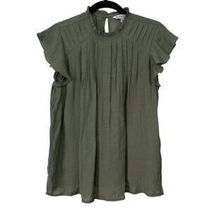 Nanette Lepore Flutter Sleeve Feminine Mock Frilly Neckline Blouse Size S